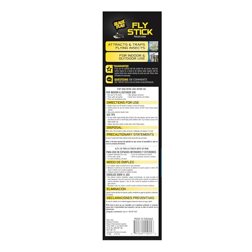 Black Flag Fly Stick, Trap Houseflies and Flying Insects, Pack of 6