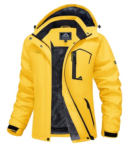 MAGCOMSEN Women's Ski Jacket Waterproof Insulated Snow Jacket Warm Windproof Winter Coats with Hood Fleece Lined Jacket