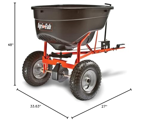 Agri-Fab 45-0463 130 lb. Tow-Behind Lawn & Garden Broadcast Spreader for Seed,Fertilizer,Salt,Ice Melt; Easy to use Flow Control from Seat of Riding Lawn Mower