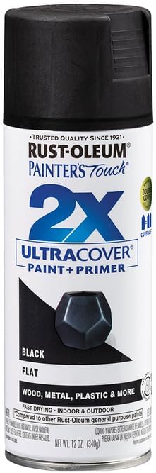 Rust-Oleum 331182 Painter's Touch 2X Ultra Cover Spray Paint, 12 oz, Ultra Matte Black