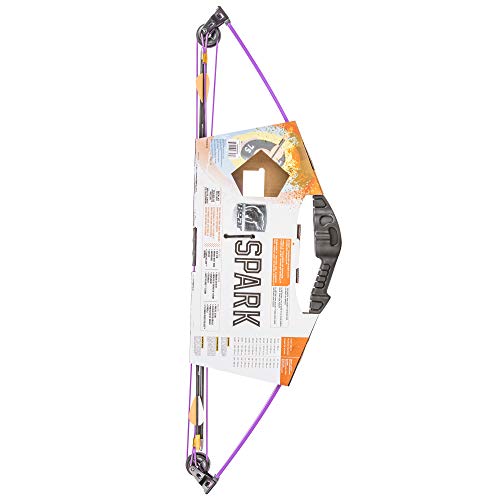 Bear Archery Spark Youth Bow Set, Recommended for Ages 5 to 10, Ambidextrous, Includes 2 Arrows, Armguard, Quiver