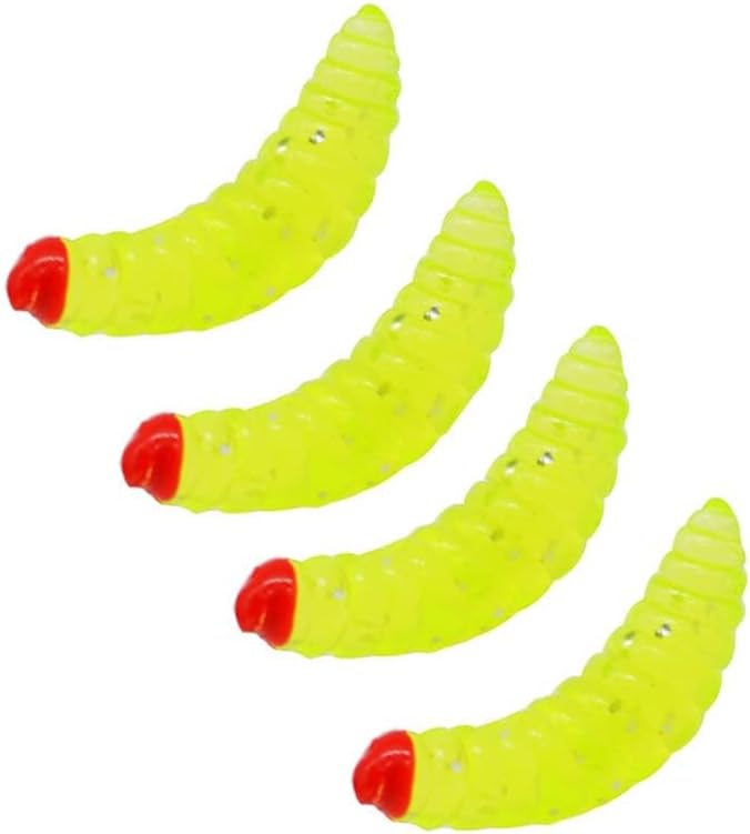 OriGlam 100pcs Soft Silicone Maggot Worm, Soft Artificial Bread Worm Fishing Lure, Biomimetic Earthworm Lures Worm Fishing Lures Simulation Bait Fake Worm