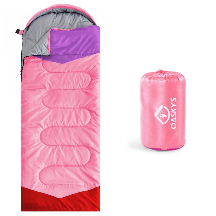 oaskys Camping Sleeping Bag - 3 Season Warm & Cool Weather - Summer Spring Fall Lightweight Waterproof for Adults Kids - Camping Gear Equipment, Traveling, and Outdoors
