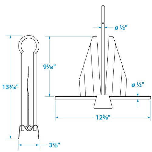 Seachoice Utility Anchor with Slip Ring Shank – Hot-Dipped Galvanized Steel or PVC Coated – Multiple Sizes