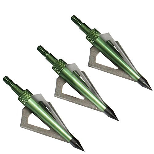 12pcs Archery Broadheads 3 Fixed Steel Blade 125 Grain Hunting Arrowheads Fit for Compound Bow and Crossbow with One Black Plastic Portable Broadheads Case