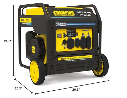 Champion Power Equipment 9000-Watt Electric Start Tri Fuel Home Backup Portable Open Frame Inverter Generator with Quiet Technology and CO Shield