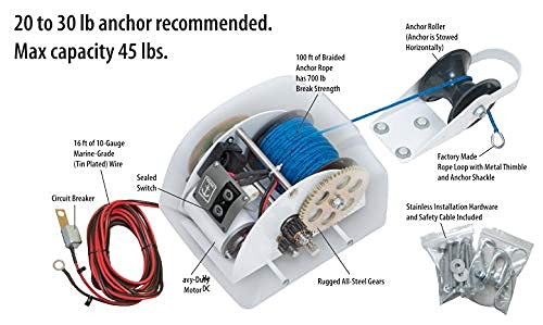 Electric Anchor Winch,Marine Anchor Winch 12V,Saltwater Boat Anchor Windlass Kit with Wireless Remote Control,Heavy Duty Towing Winches