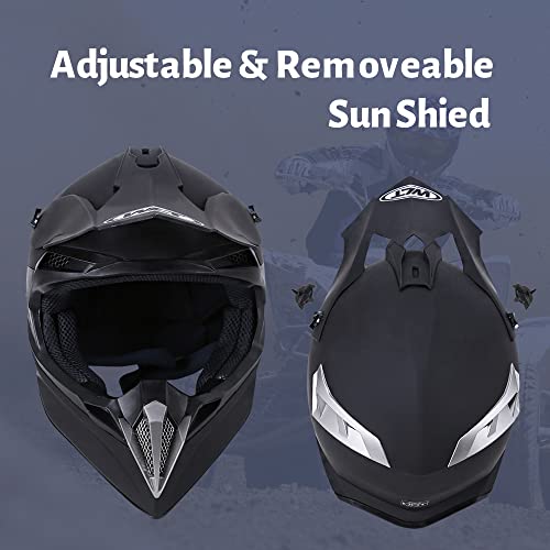 Adult Motocross Dirt Bike Helmet with Goggle, Gloves & Mask - DOT/FMVSS-218 Off-Road Motorcycle & ATV Helmet with Adjustable Sun Visor