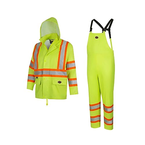 Pioneer Hi Vis Lightweight Waterproof Safety Rain Suit - Reflective Work Rain Gear for Men and Women