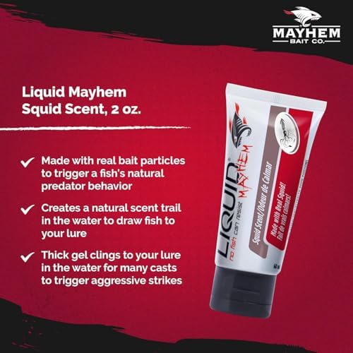 Liquid Mayhem Fish Attractant Gel – Real Bait, Aminos, UV – Multiple Scents and Pack
