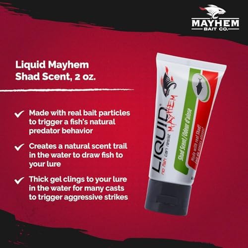 Liquid Mayhem Fish Attractant Gel – Real Bait, Aminos, UV – Multiple Scents and Pack