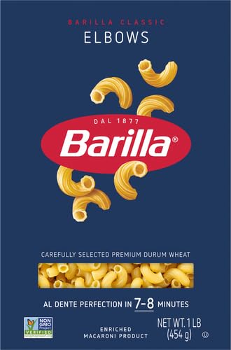 Barilla Elbows Pasta, 16 oz. Box (Pack of 8) - Non-GMO Pasta Made with Durum Wheat Semolina - Kosher Certified