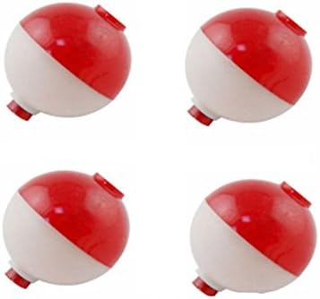 50 Pcs Fishing Bobbers Floats,1 inch Hard ABS Bobber for Fishing Snap-on Round Fishing Floats Red and White Fishing Bobbers Bobs Fishing Party Decorations