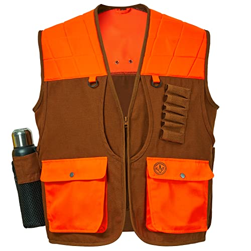 BASSDASH Upland Game Field Water-Resistant Bird Hunting Vest with Multi Pockets Brown/Orange Men Women FV11