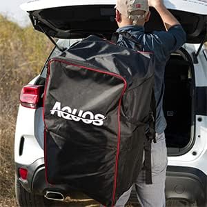 AQUOS Backpack Series 8.8 ft Inflatable Pontoon Boat with Stainless Steel Guard Bar and Folding Seat for One Person Fishing, Aluminum Floor Board, Transport Canada Approved