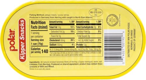 MW Polar Herring, Kipper Snacks, 3.53-Ounce (Pack of 12), 90% Less Sodium, Ready to Eat Canned Fish, Good Source of Vitamin D, Naturally Wood Smoked, No Artificial Flavors or Ingredients