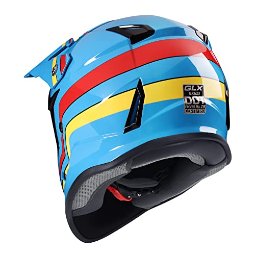 GLX GX623 Youth ATV/Dirt Bike Helmet Combo - Retro Green, Large - DOT