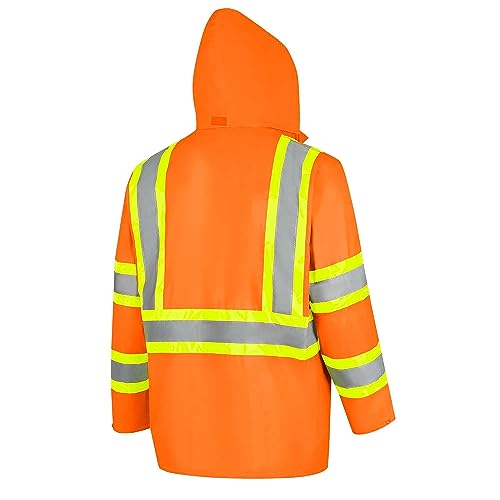 Pioneer Hi Vis Lightweight Waterproof Safety Rain Suit - Reflective Work Rain Gear for Men and Women