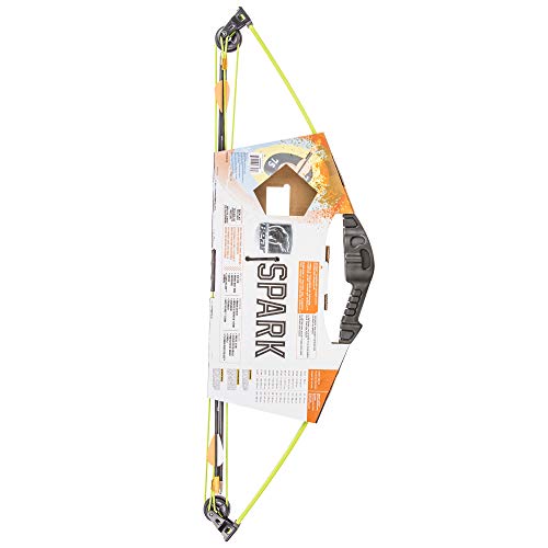 Bear Archery Spark Youth Bow Set, Recommended for Ages 5 to 10, Ambidextrous, Includes 2 Arrows, Armguard, Quiver