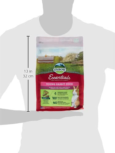 Oxbow Essentials Rabbit Food, Adult, Made with Oxbow Timothy Hay for Rabbit, Pet Pellets with Vitamins & Minerals, Small Animal Pet Products, Bunny Food, Made in USA, High Fiber, 10 lb. bag