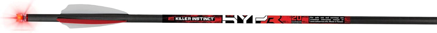 Killer Instinct Lighted Hypr Bolts 3 Pack. These Crossbow Bolts are Designed for Maximum Performance. Advanced Carbon Construction for The Toughest Prey.