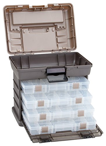 Plano Guide Series StowAway 4-By Rack System Tackle Box, Holds 4 3700 Utility Tackle Boxes, Quick-Access Top Storage with DuraView Lid, Durable Construction, Flexible, Adaptable Fishing Box