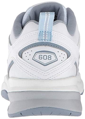 New Balance Women's 608 V5 Casual Comfort Cross Trainer, White/Light Blue, 9