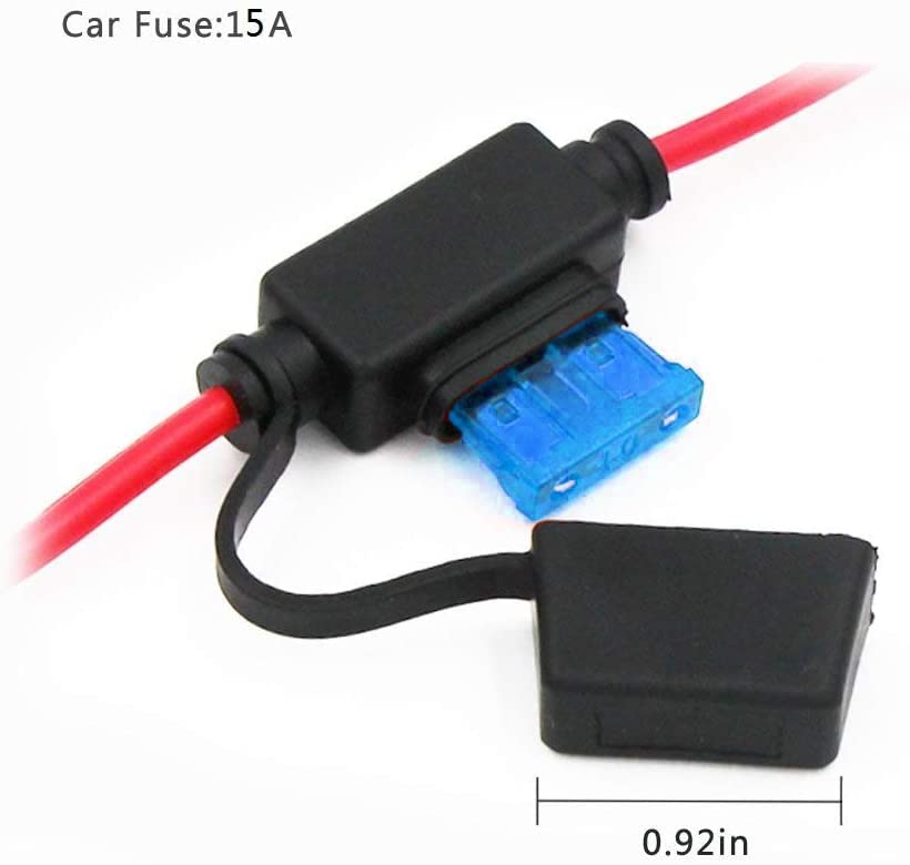 SPARKING 12FT 12V Female Car Socket Extension Cord with Battery Alligator Clips Car Battery Clip-on Extension Cable, 15A Fuse (12FT)