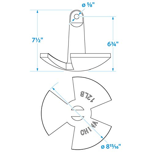 Seachoice River Anchor, Black Vinyl Coated Cast Iron, 20 Lbs.