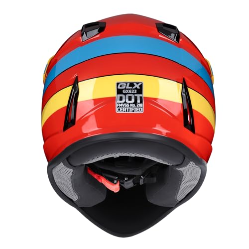 GLX GX623 Youth ATV/Dirt Bike Helmet Combo - Retro Green, Large - DOT