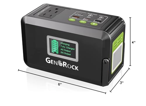 GENSROCK Portable Power Station, 110V/300W Pure Sine Wave Solar Generator, 222Wh Backup Lithium Battery With AC Outlet/QC 3.0/Type-C/LED Light for CPAP Family Emergency Outdoor Camping RV Travel.