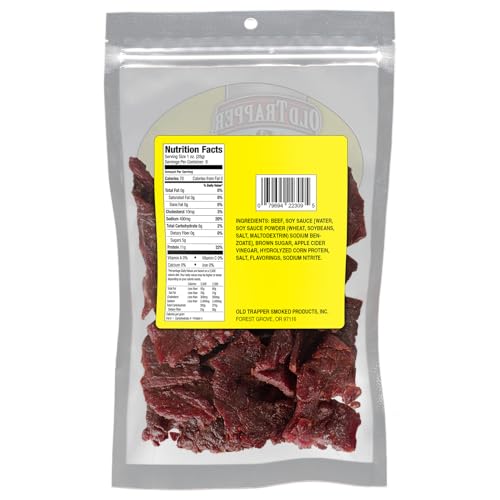 Old Trapper Beef Jerky, Old-Fashioned 10-Ounce Bag, Tender Meat Snacks for Lunches or Between Meals, 11 Grams of Protein, Zero Grams of Fat, and 70 Calories per Ounce (Pack of One)
