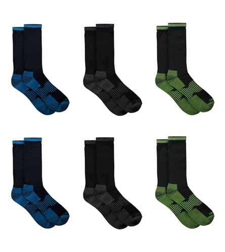 Dickies Men's Dri-Tech Original Moisture Control Crew Socks, Available in M-XXL (6, 12, 18 Pairs), Black Bright (6 Pairs), Large