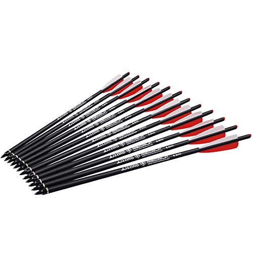 Carbon Crossbow Bolts 16 18 20 Inch Hunting Archery Arrows with 4" Vanes Replaced Arrowhead Tip (Pack of 12)