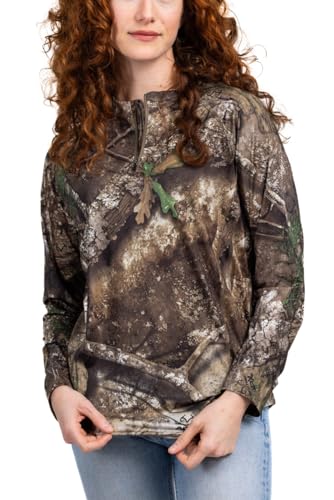 Realtree Women's Camo UV Protection Shirts and Hoodies Long Sleeve for Hunting, Fishing, Running and Hiking