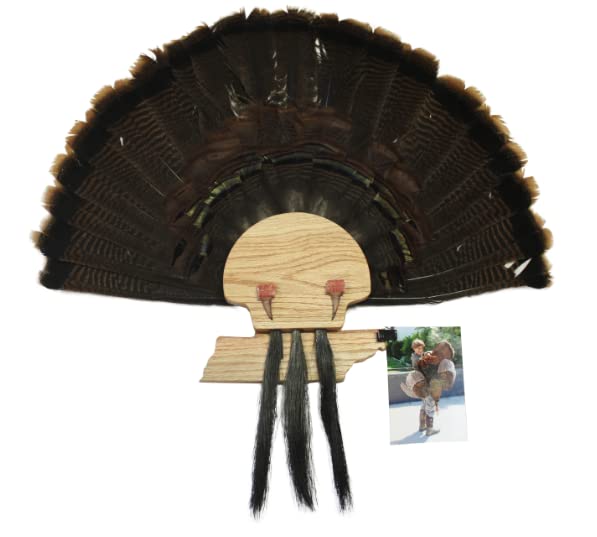 Esh Turkey Fan Mount Kit - Customized State Turkey Tail Mounting Plaque - Natural Oak Wood - Standard