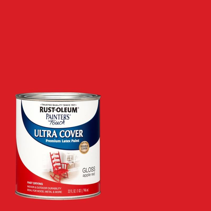 Rust-Oleum 1976502 Painter's Touch Latex Paint, Flat Black 32 Fl Oz, 1 Quarts, (Pack of 1)