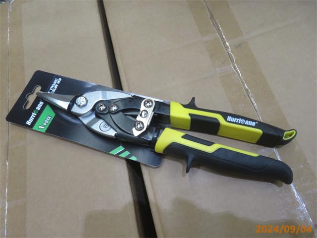 HURRICANE 3 pc Aviation Tin Snips Set, Metal Cutter Shear for Cut Sheet Metal, Chrome Vanadium Steel, Straight Left and Right, Ergonomical TyreGrip Handle with Hang Hole and Safety Latch
