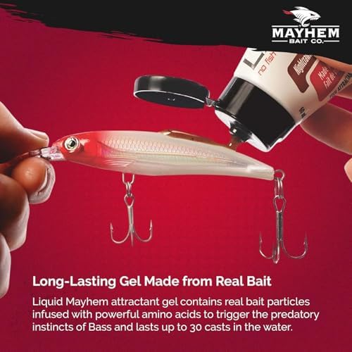 Liquid Mayhem Fish Attractant Gel – Real Bait, Aminos, UV – Multiple Scents and Pack