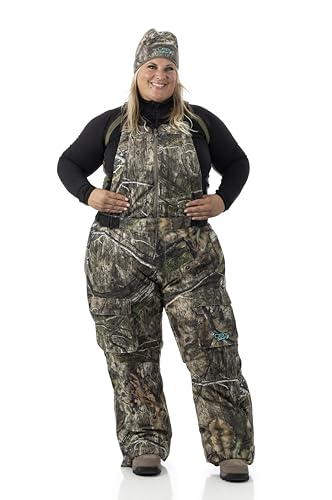 DOING SOMETHING GREAT Kylie 5.0 Camouflage Drop Seat Hunting Bibs for Women, DWR Waterproof, Thin Profile 120g Insulated