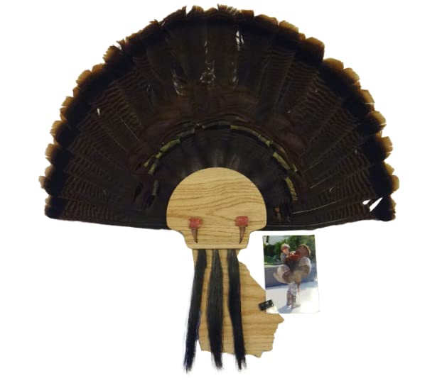 Esh Turkey Fan Mount Kit - Customized State Turkey Tail Mounting Plaque - Natural Oak Wood - Standard