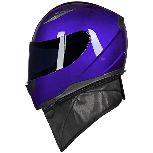 ILM Full Face Motorcycle Street Bike Helmet with Removable Winter Neck Scarf + 2 Visors DOT Model-JK313