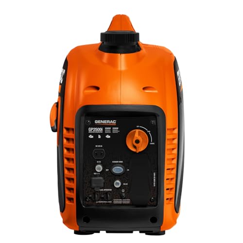 Generac 3,300-Watt Gas-Powered Portable Inverter Generator - Lightweight Design - USB Ports for Mobile Device Charging - COsense Technology - Perfect for Home use - Orange/Black