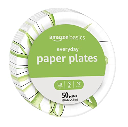 Amazon Basics Everyday Paper Plates, 10 Inch, Disposable, 150 Count