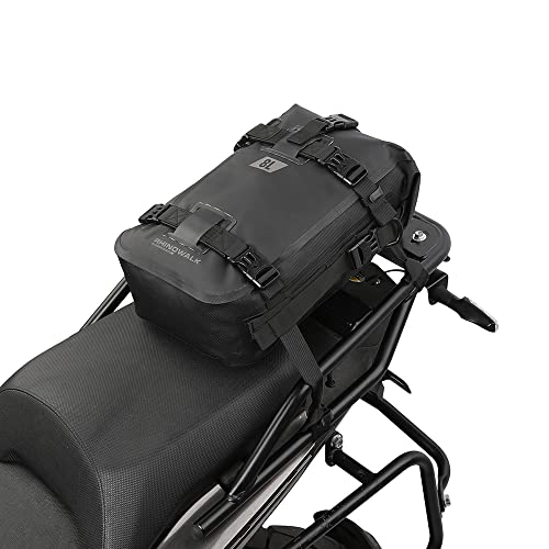 Rhinowalk Motorcycle Tail Bag Motorbike Side Bag 8L Full Waterproof Motor Saddle Pannier Bag Rear Rack Trunk Professional Motor Accessories-Black
