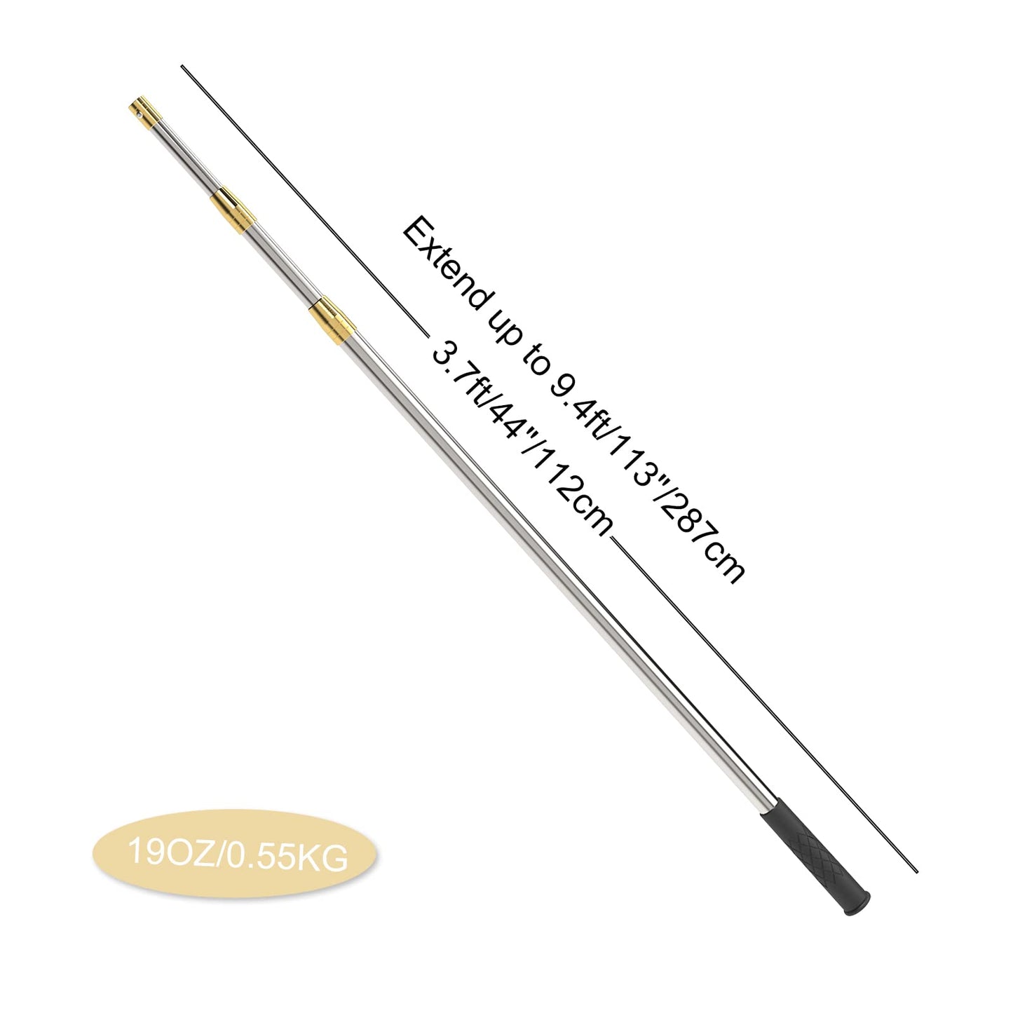 Cyfie Retractable Fishing Gaff, Stainless Steel Flounder Gig Frog Gig Gaff Pole, Muti-Size Telescopic Fishing Gaff with 8mm Screw, Capable for Gaff Harpoon Hook