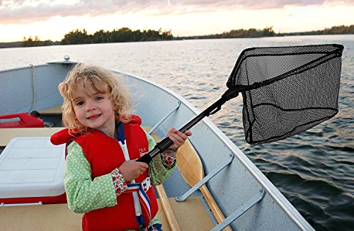 PLUSINNO Fishing Net Fish Landing Net, Foldable Collapsible Telescopic Pole Handle, Durable Nylon Material Mesh, Safe Fish Catching or Releasing