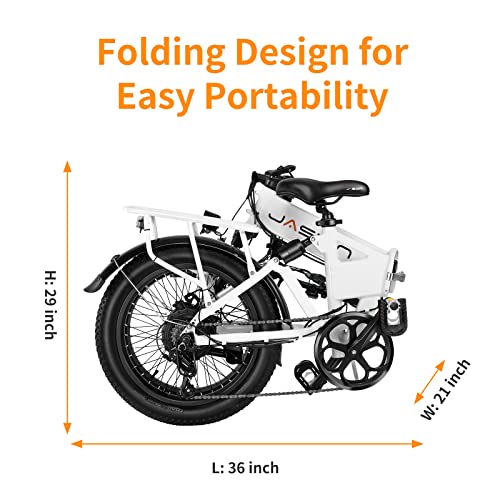 Jasion EB7 2.0 Electric Bike for Adults, 1200W Peak Motor 28MPH Max Speed Folding Ebike, 48V 10AH Removable Battery, 20" Fat Tire with Dual Suspension, 7-Speed Electric Bicycles, UL Certifiled
