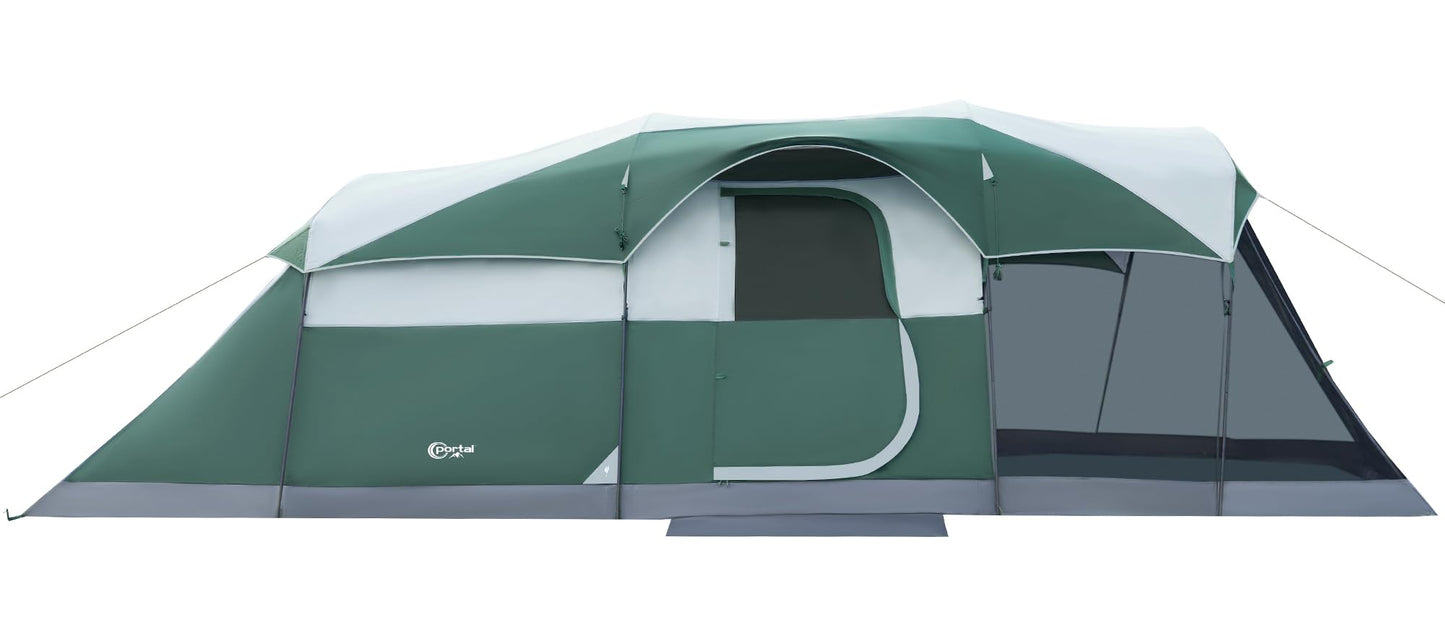 PORTAL 6/8/10 Person Family Camping Tent with Screen Room, Water Resistant Big Tunnel Tent with Rainfly, Large Family Tent for Outdoor Camping, Party