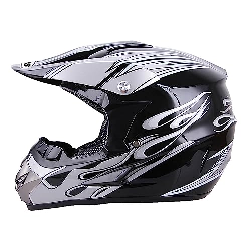 Adult Motocross Dirt Bike Helmet with Goggle, Gloves & Mask - DOT/FMVSS-218 Off-Road Motorcycle & ATV Helmet with Adjustable Sun Visor
